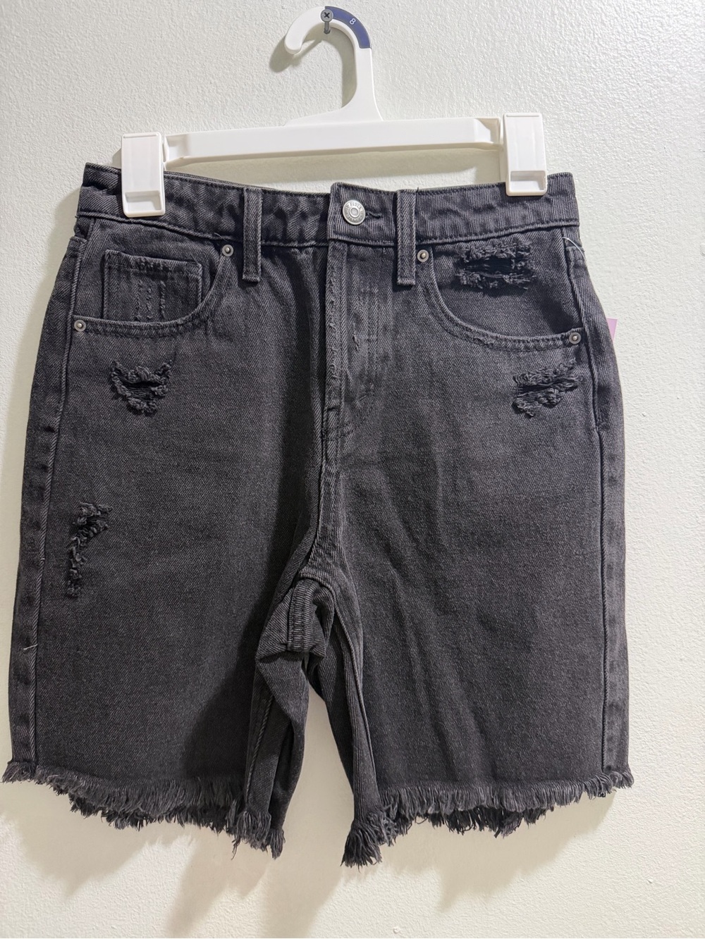 wild fable Black High Waist Distressed Denim Shorts